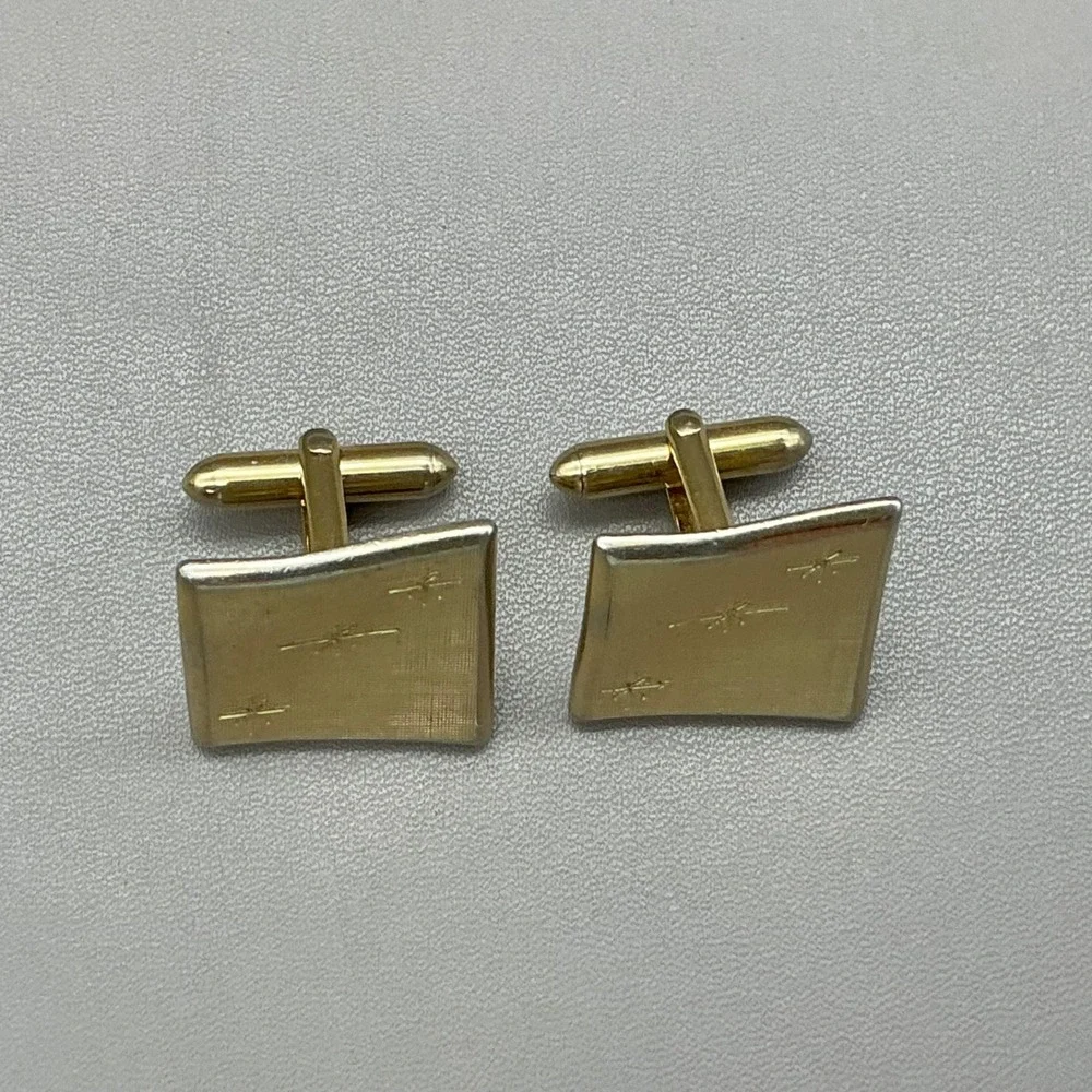 Swank Gold Tone Cufflinks Atomic Starburst Mid Century Modern Men's Vintage